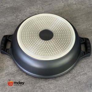 Cratiță marmorată cu capac 4.8L, 30 cm – Royalty Line RL-BR30ML, antiaderentă, pentru toate plitele - Img 5
