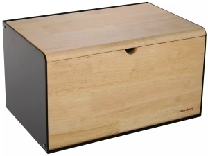 Cutie pentru pâine din oțel și bambus, 35,5 × 21,5 cm – Klausberg KB-7386, neagră