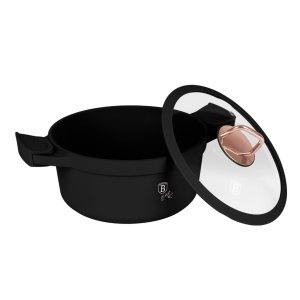 Oala cu capac si manere de silicon detasabile 24 cm, 4,4L Black Rose Berlinger Haus BH 1457, antiaderent, negru