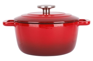 Oală fontă emailată cu capac 20 cm 2,7 L Roșu tradițional Fontestic Cosy & Trendy 9967501