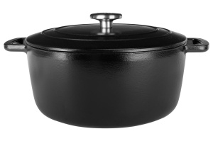 Oală fontă emailată cu capac 28 cm Negru Fontestic Cosy & Trendy 9967284