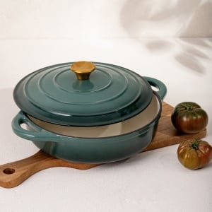 Oala fonta emailata joasa Andreas, Homla, 28 cm, 2,5 l, verde ombre 777615 - Img 5