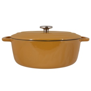 Oală fontă emailată ovală cu capac 6,0 L Auriu Fontestic Cosy & Trendy 4172604