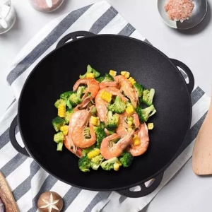 Oala fonta wok cu capac, 3 in 1, 32cm, Perfect Home 12411, capac tigaie - Img 3