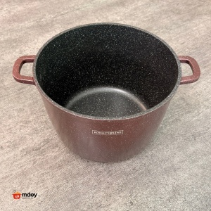 Oală înaltă marmorată cu capac 24 cm, 6,2 L – Royalty Line AD24MG, vișiniu, antiaderentă, compatibilă inducție - Img 3