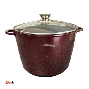 Oală înaltă marmorată cu capac 28 cm, 10,2 L – Royalty Line AD28MG, vișiniu, antiaderentă, compatibilă inducție - Img 7