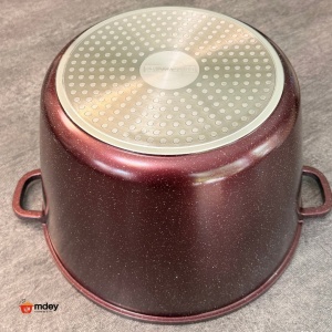 Oală înaltă marmorată cu capac 32 cm, 14 L – Royalty Line AD32MG, vișiniu, antiaderentă, compatibilă inducție - Img 8