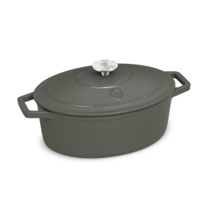 Oală roaster Berlinger Haus BH 8968, fontă emailată cu capac, 32 cm, verde mat