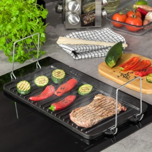 Placa grill fonta pura, cu manere, 44x24x2 cm Kinghoff KH1262 - Img 4