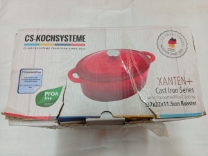 RESIGILAT R3 - Oala fonta 4 L, cu capac emailata, tip roaster, de calitate Xanten Carl Schmidt Sohn rosie 37x22x11.5 cm 090975 - Img 6