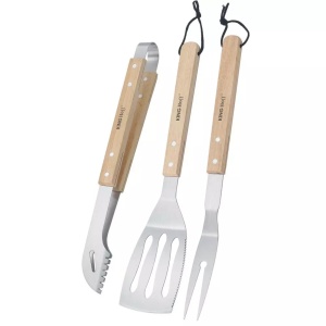 Set 3 ustensile pentru gratar Kinghoff KH1918, inox, manere din lemn - Img 8