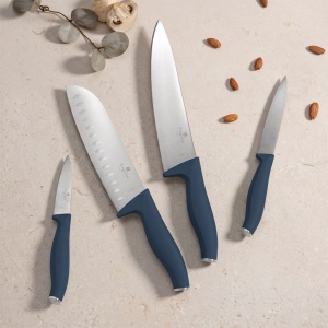 Set 4 cuțite de bucătărie din inox – Berlinger Haus Deep Sea BH 3140, albastru mat, bucătar, Santoku, utilitar și de curățat - Img 5