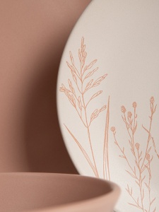 Set de masa Bari, Homla, 18 piese, roz cu motive florale 794292 - Img 5