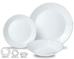 Set farfurii 18 piese alb cu detalii argintii Kinghoff KH1877 - Img 1