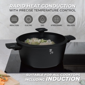 Set oale si tigai cu capace 15 Matte Black Piese Berlinger Haus BH 8198, negre, antiaderente, compatibile inductie - Img 8