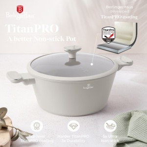 Set oale si tigai cu capace 15 piese Sahara Marble Berlinger Haus BH8401, crem, antiaderente, compatibile inductie - Img 6