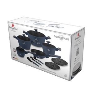 Set oale si tigai cu capace si ustensile 15 piese Deep Sea Berlinger Haus BH 8382, albastru mat, antiaderente, compatibile inductie - Img 12