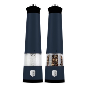 Set râșnițe electrice sare și piper cu LED, 2 piese – Berlinger Haus Deep Sea BH 9884, albastru mat, mecanism ceramic reglabil