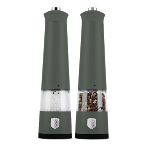 Set râșnițe electrice sare și piper cu LED, 2 piese – Berlinger Haus Green Matte BH 9885, verde mat, mecanism ceramic reglabil