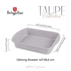 Tava dreptunghiulara 40x28,5 cm Taupe Berlinger Haus BH 7907, antiaderenta, gri