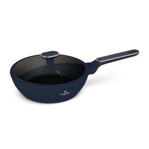Tigaie adâncă cu capac 24 cm Deep Sea Berlinger Haus BH 8371, titanPro, albastru mat, compatibilă inducție