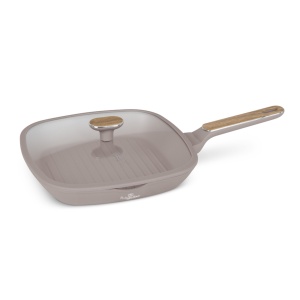 Tigaie grill cu capac Taupe Nordic Berlinger Haus BH 8336, gri mat, compatibila inductie, antiaderenta