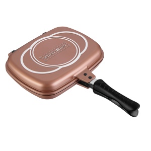 Tigaie grill dubla 34 cm, doubletta, Royalty Line RL-DF34M - culoare cupru