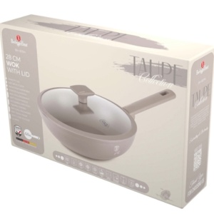 Tigaie wok cu capac 28 cm Taupe Berlinger Haus BH 8094, gri, strat titan