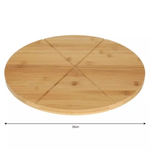 Tocător pentru pizza din bambus, Ø 35 cm – Kinghoff KH-1565, 6 secțiuni marcate - Img 5
