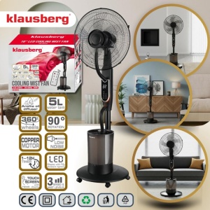 Ventilator cu picior Klausberg KB-9043, funcție de umidificare, 40 cm, negru - Img 2