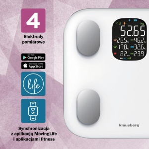 Cântar de baie inteligent cu analiză corporală și Bluetooth, 180 kg – Klausberg KB-7855, alb, ecran LCD color - Img 8