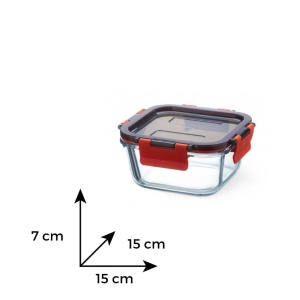 Caserola din sticla termorezistenta yena 0.5L SIMAX CLICK 7606/L, patrat, cu capac plastic