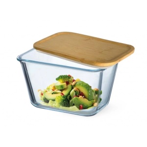 Caserola din sticla termorezistenta yena 1,35L SIMAX 7636/LB, rectangular, cu capac bambus