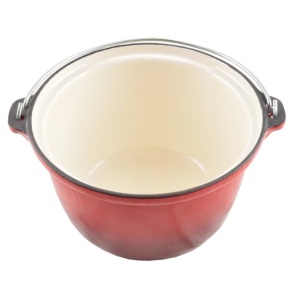 Ceaun fonta emailata cu maner 3 L Perfect Home 13251, rosu