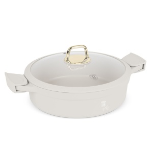 Cratiță cu capac 28 cm, 4.2L – Berlinger Haus Sahara Collection BH 7785, crem, antiaderentă, cu mânere de silicon detașabile