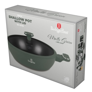 Cratiță cu capac 30 cm, 4,5 L – Berlinger Haus Green Matte BH 8199, verde mat, antiaderentă titan, compatibilă inducție - Img 2