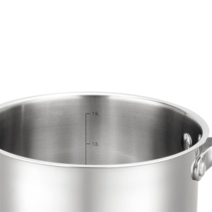 Cratiță cu coadă inox 304 cu capac 16 cm, 1,8 L, pentru inducție – VCASA Amara 90111, capac din sticlă cu strecurătoare - Img 7