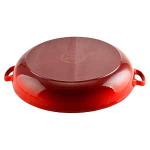 Cratita fonta emailata cu capac pentru friptura 40 cm 5L Perfect Home 14754, rosie
