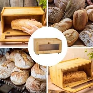 Cutie pentru pâine din bambus cu front acrilic, 35.5×24×18 cm, Klausberg KB-7923 - Img 8