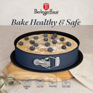 Formă de tort rotundă cu pereți detașabili 26 cm – Berlinger Haus Deep Sea BH 8702, albastru mat, antiaderentă - Img 8