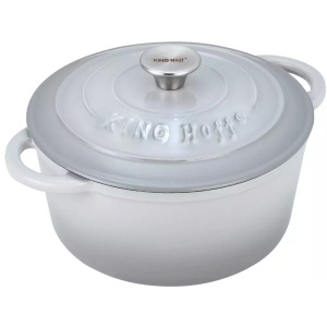 Oală cu capac din fontă Ø21 cm, 2,4L, gri Kinghoff KH1520 - Img 1
