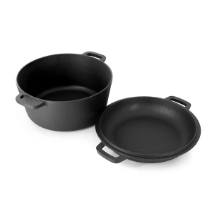 Oală fontă cu capac 2 în 1 Perfect Home, 26 cm, negru 14793 - Img 3