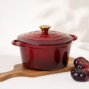 Oala fonta emailata Andreas, Homla, 24 cm, 4 l, visiniu ombre 777592 - Img 6
