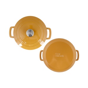 Oală fontă emailată cu capac 28 cm Auriu Fontestic Cosy & Trendy 3311528 - Img 2