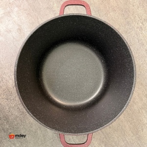 Oală înaltă marmorată cu capac 28 cm, 10,2 L – Royalty Line AD28MG, vișiniu, antiaderentă, compatibilă inducție - Img 4