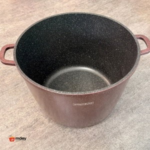 Oală înaltă marmorată cu capac 32 cm, 14 L – Royalty Line AD32MG, vișiniu, antiaderentă, compatibilă inducție - Img 5