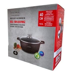 Oala mare, 19.5 L, 40 cm, tip cratita marmorata, antiaderenta, neadeziva, cu capac, curatare usoara Royalty Line BS40MG, pentru zacusca, gemuri - Img 11