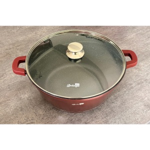 Oala mare marmorata 13,5 L, 36 cm, cu capac de sticla, antiaderenta, pentru zacusca, bulion, gemuri si compoturi, inductie, Bachmayer BM 7753-36 - Img 3