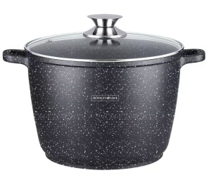 Oală marmorată înaltă cu capac, 28 cm, 10.2L – Royalty Line RL-AD-28ML, ideală pentru sarmale