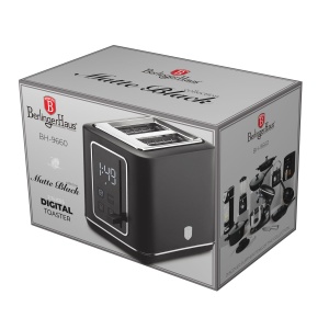 Prăjitor de pâine digital cu afișaj LED, 7 niveluri – Berlinger Haus Matte Black BH 9660, negru mat, funcții Defrost și Reheat - Img 2